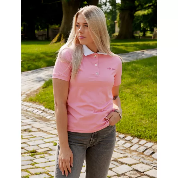  Tricou funcțional pentru femei cu guler premium ALTISPORT VOJ/ALW075TR05 PIERSICĂ 