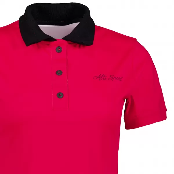  Tricou funcțional pentru femei cu guler premium ALTISPORT VOJ/ALW075TR05 ROȘU STRĂLUCITOR 