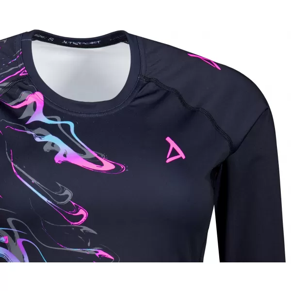  Tricou funcțional pentru femei cu mâneci lungi premium ALTISPORT VOJ/ALW064TR03 NEGRU -PINK 