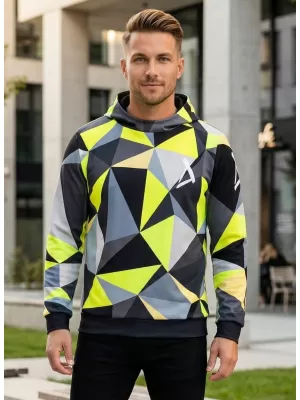 Premium cu hanorac funcțional pentru bărbați ALTISPORT VOJ/ALM007MI01 NEGRU/FLUO YELLOW