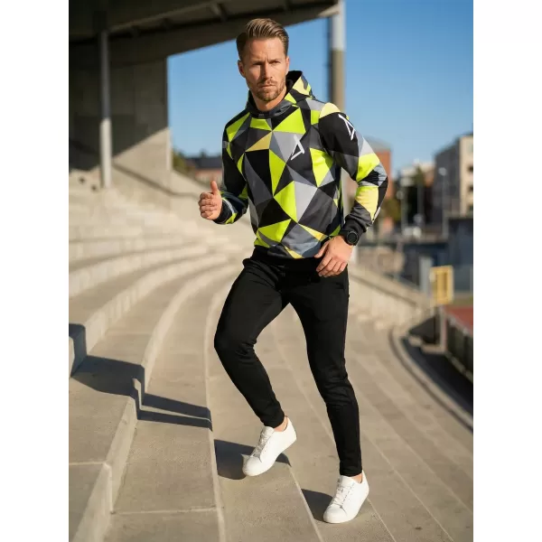  Premium cu hanorac funcțional pentru bărbați ALTISPORT VOJ/ALM007MI01 NEGRU/FLUO YELLOW 