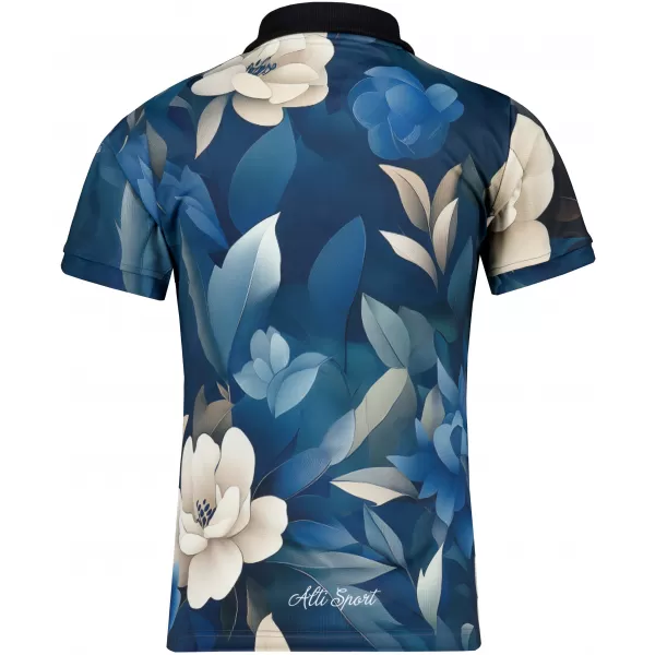  Tricou funcțional pentru femei cu guler premium ALTISPORT VOJ/ALW097TR05 FLORI ALBASTRE 
