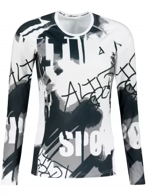 Tricou funcțional pentru femei cu mâneci lungi premium ALTISPORT VOJ/ALW076TR03 ALB -ȘI -BLACK