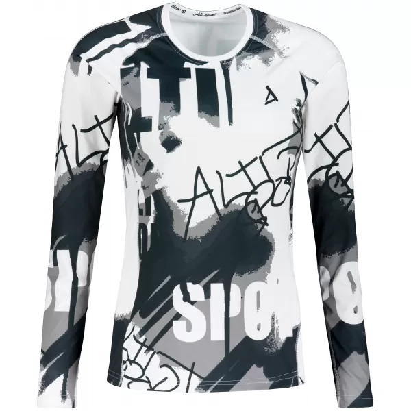  Tricou funcțional pentru femei cu mâneci lungi premium ALTISPORT VOJ/ALW076TR03 ALB -ȘI -BLACK 