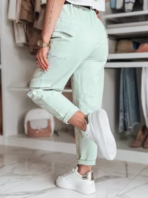 Pantalonii pentru doamne DSTREET GOTRENDI UY2528 VERDE DESCHIS