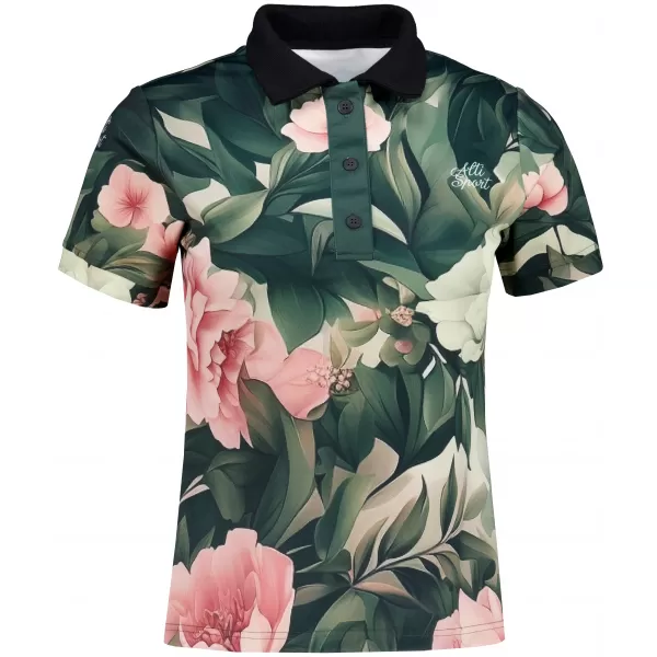  Tricou funcțional pentru femei cu guler premium ALTISPORT VOJ/ALW097TR05 FLORI ROZ 