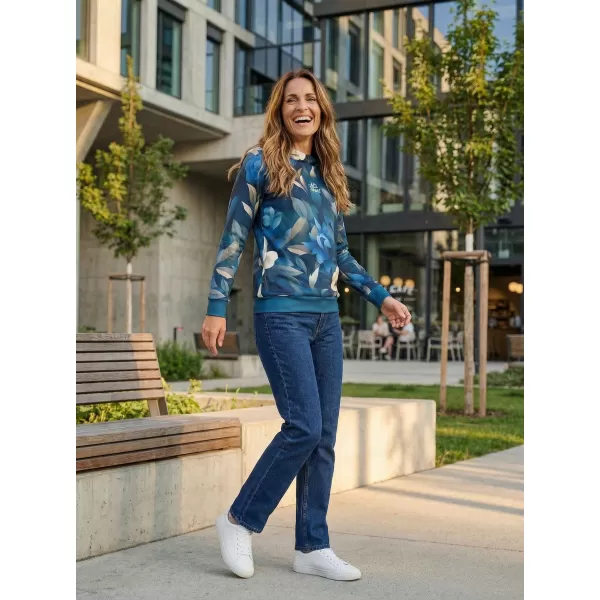  Premium cu hanorac funcțional pentru femei ALTISPORT VOJ/ALW097MI01 FLORI ALBASTRE 