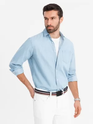 Cămaşă OMBRE OM-SHDS-0181 ALBASTRU DESCHIS
