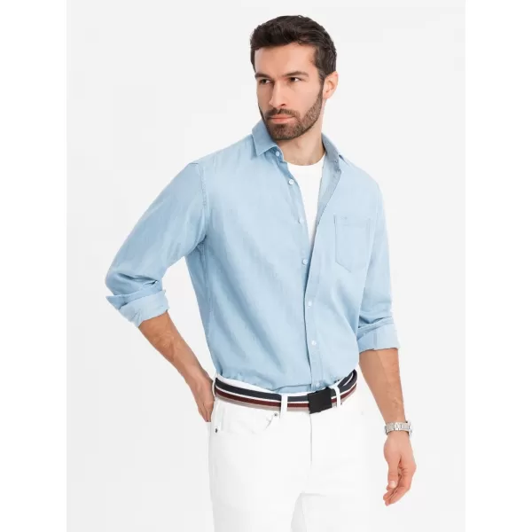  Cămaşă OMBRE OM-SHDS-0181 ALBASTRU DESCHIS 