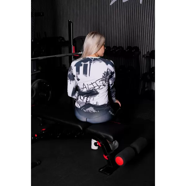  Tricou funcțional pentru femei cu mâneci lungi premium ALTISPORT VOJ/ALW076TR03 ALB -ȘI -BLACK 