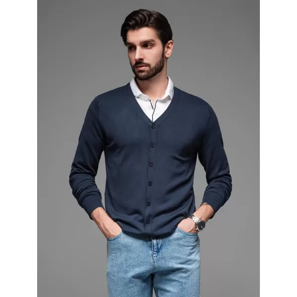  Cardigan masculin OMBRE OM-SWCD-0126 ALBASTRU MARIN 