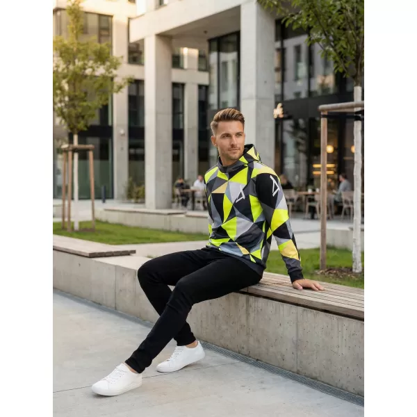  Premium cu hanorac funcțional pentru bărbați ALTISPORT VOJ/ALM007MI01 NEGRU/FLUO YELLOW 