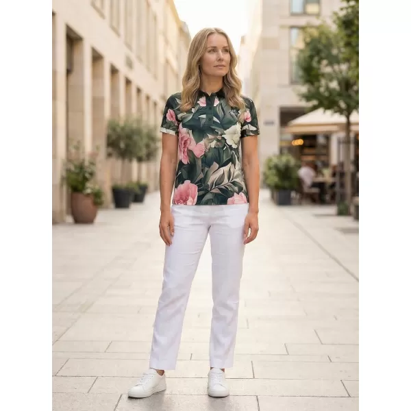  Tricou funcțional pentru femei cu guler premium ALTISPORT VOJ/ALW097TR05 FLORI ROZ 