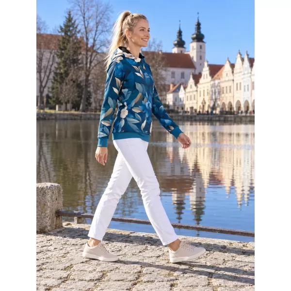  Premium cu hanorac funcțional pentru femei ALTISPORT VOJ/ALW097MI01 FLORI ALBASTRE 