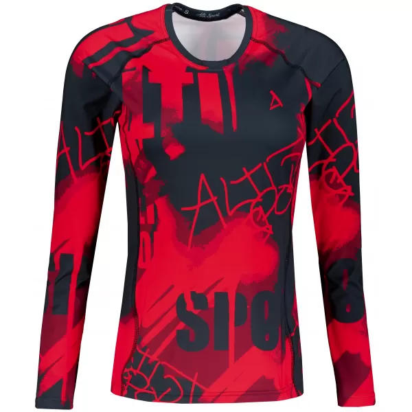  Tricou funcțional pentru femei cu mâneci lungi premium ALTISPORT VOJ/ALW076TR03 ROȘU -BLACK 