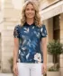 Tricou funcțional pentru femei cu guler premium ALTISPORT VOJ/ALW097TR05 FLORI ALBASTRE
