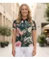 Tricou funcțional pentru femei cu guler premium ALTISPORT VOJ/ALW097TR05 FLORI ROZ