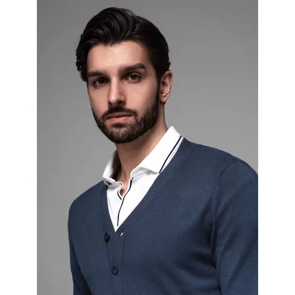  Cardigan masculin OMBRE OM-SWCD-0126 ALBASTRU MARIN 