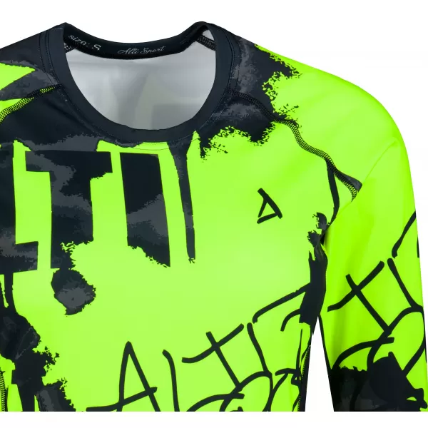  Tricou funcțional pentru femei cu mâneci lungi premium ALTISPORT VOJ/ALW076TR03 NEGRU/FLUO YELLOW 