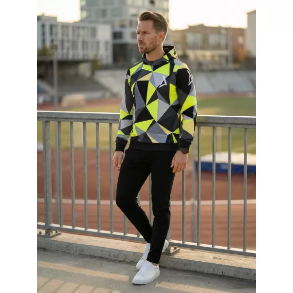  Premium cu hanorac funcțional pentru bărbați ALTISPORT VOJ/ALM007MI01 NEGRU/FLUO YELLOW 
