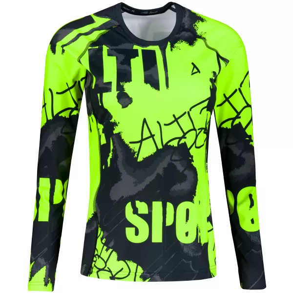  Tricou funcțional pentru femei cu mâneci lungi premium ALTISPORT VOJ/ALW076TR03 NEGRU/FLUO YELLOW 