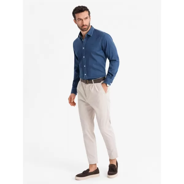  Cămaşă OMBRE OM-SHDS-0180 ALBASTRU ÎNCHIS 