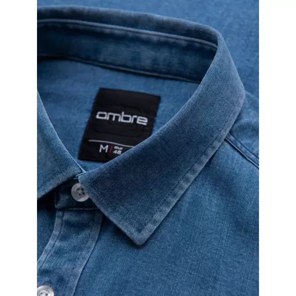  Cămaşă OMBRE OM-SHDS-0180 ALBASTRU 