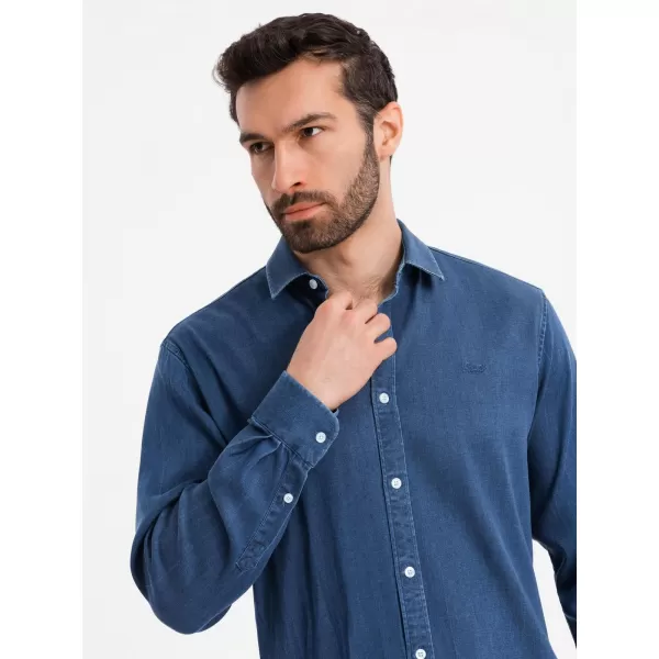  Cămaşă OMBRE OM-SHDS-0180 ALBASTRU ÎNCHIS 