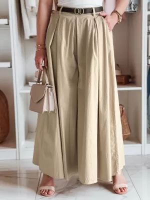 Pantalonii pentru doamne DSTREET FLOWES UY2592 BEJ