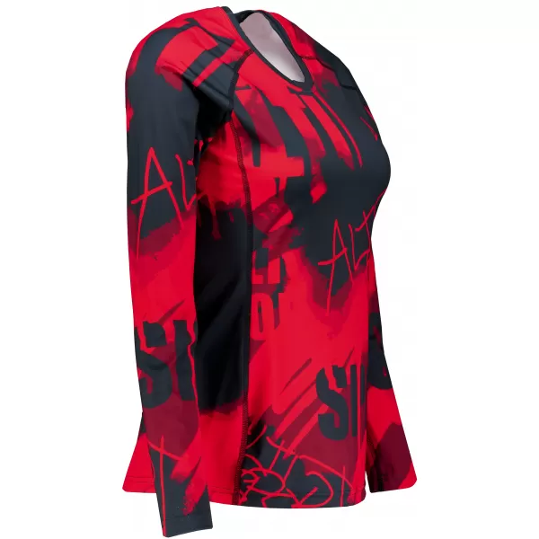  Tricou funcțional pentru femei cu mâneci lungi premium ALTISPORT VOJ/ALW076TR03 ROȘU -BLACK 