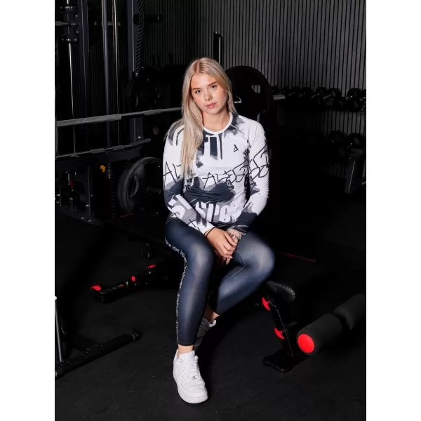  Tricou funcțional pentru femei cu mâneci lungi premium ALTISPORT VOJ/ALW076TR03 ALB -ȘI -BLACK 