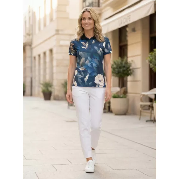  Tricou funcțional pentru femei cu guler premium ALTISPORT VOJ/ALW097TR05 FLORI ALBASTRE 