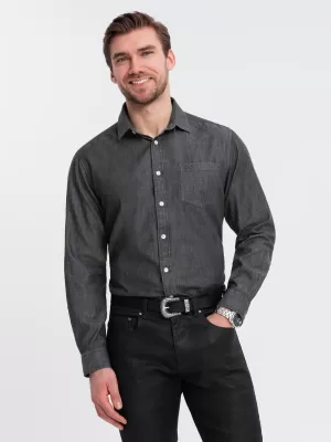 Cămaşă OMBRE OM-SHDS-0181 NEGRU