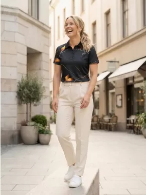 Tricou funcțional pentru femei cu guler premium ALTISPORT VOJ/ALW097TR05 FRUNZE DE AUR