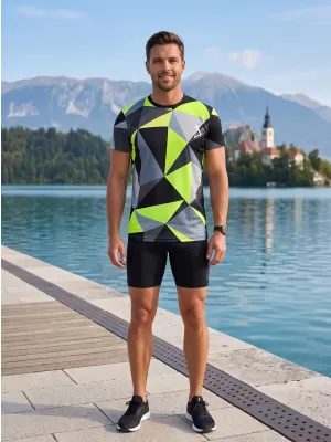 Funcțional t -thirt premium Plus ALTISPORT VOJ/ALM007TR02 NEGRU/FLUO YELLOW