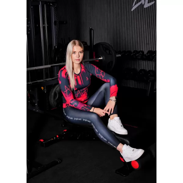  Tricou funcțional pentru femei cu mâneci lungi premium ALTISPORT VOJ/ALW076TR03 ROȘU -BLACK 