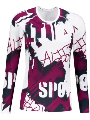 Tricou funcțional pentru femei cu mâneci lungi premium ALTISPORT VOJ/ALW076TR03 ALB/VIN