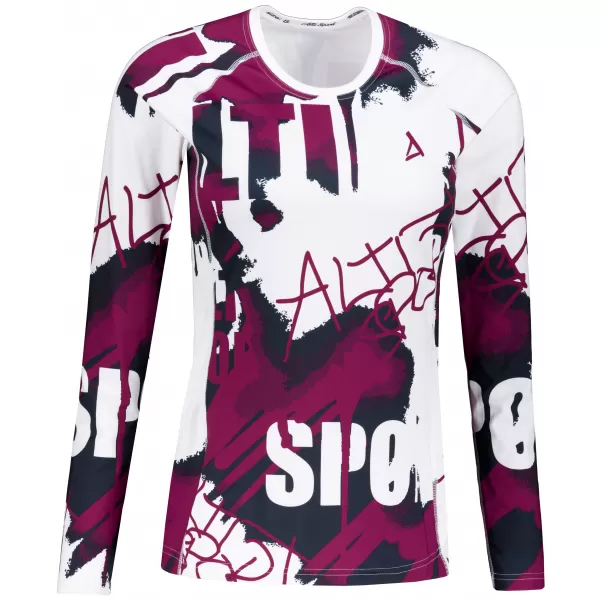  Tricou funcțional pentru femei cu mâneci lungi premium ALTISPORT VOJ/ALW076TR03 ALB/VIN 