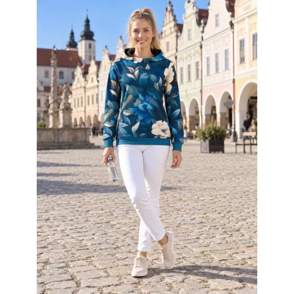  Premium cu hanorac funcțional pentru femei ALTISPORT VOJ/ALW097MI01 FLORI ALBASTRE 