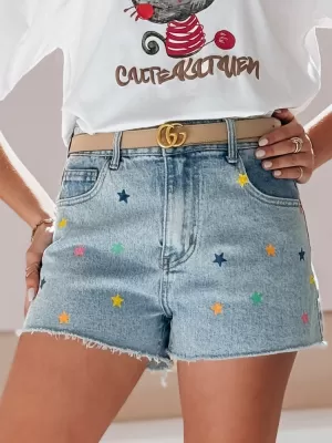 Pantaloni scurți pentru doamne DSTREET STARSHINE SY0463 ALBASTRU