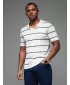 Mens t -thirt cu guler OMBRE OM-POSS-0145 ALB ȘI BLEUMARIN