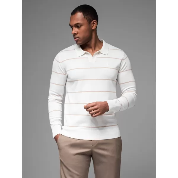  Mens t -thirt cu guler OMBRE OM-POLS-0146 ALB ȘI BEJ 