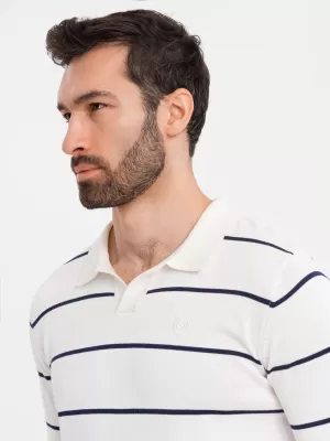 Mens t -thirt cu guler OMBRE OM-POLS-0146 ALB ȘI ALBASTRU BLEUMARIN