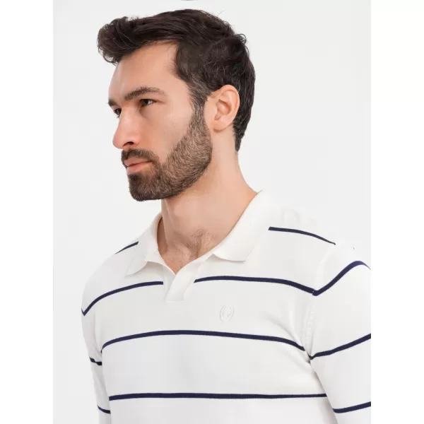  Mens t -thirt cu guler OMBRE OM-POLS-0146 ALB ȘI ALBASTRU BLEUMARIN 