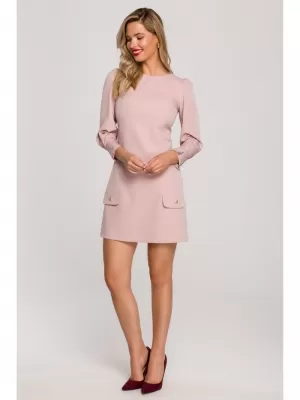 Rochie MAKOVER K148 ROZ CREPONAT