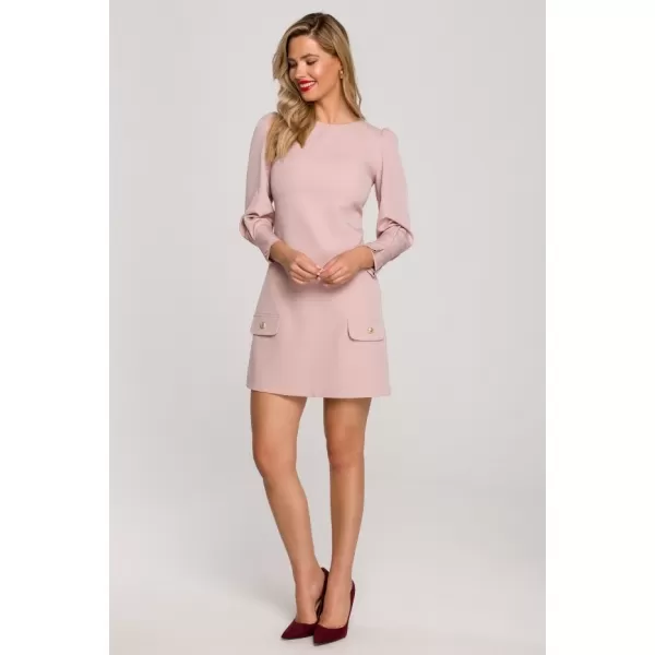  Rochie MAKOVER K148 ROZ CREPONAT 