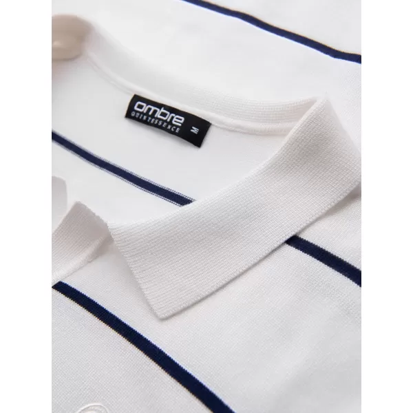  Mens t -thirt cu guler OMBRE OM-POLS-0146 ALB ȘI ALBASTRU BLEUMARIN 