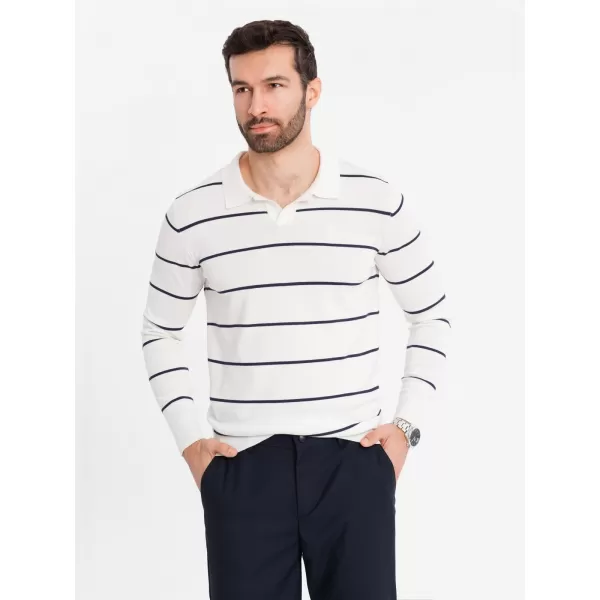  Mens t -thirt cu guler OMBRE OM-POLS-0146 ALB ȘI ALBASTRU BLEUMARIN 