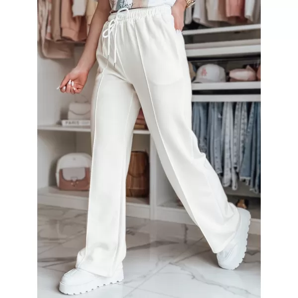  Pantalonii pentru doamne DSTREET DRESSANIK UY2703 ALB 