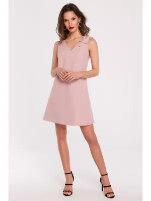 Rochie MAKOVER K128 ROZ CREPONAT